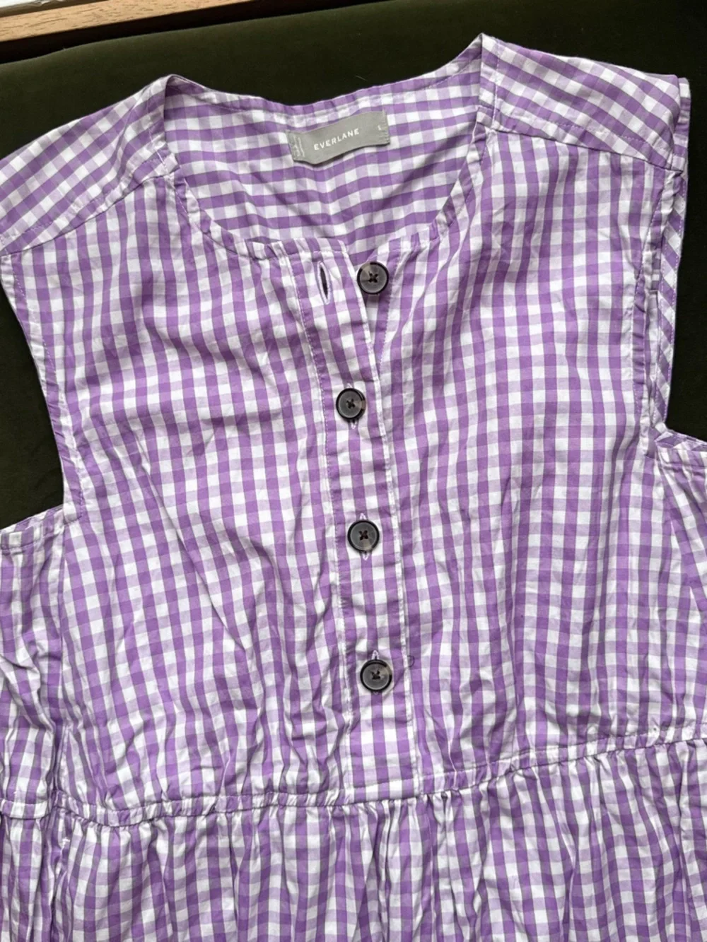 Everlane Purple Gingham Tiered Maxi Dress , Size S, EUC - Picture 4 of 5